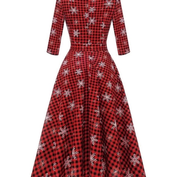 NWOT Bbonfinedress Buffalo Check Snowflake Fit & Flare Dress, Size M - Picture 2 of 7